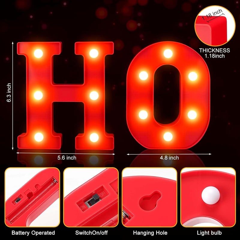 gobutend HOHOHO Christmas Light Up Letter Table Decorations, LED Marquee Lights Sign for Indoor Outdoor Home Bedroom Fireplace Bar Xmas Party Decor - Image 3